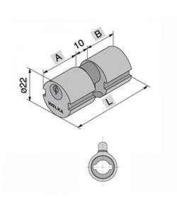 Cilindro per serrature tondo  WELKA DIAM.22 mm