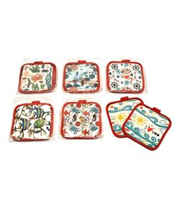 Presine Forno Set 2 Pezzi in Poliestere 17x17 cm - Decori Marini