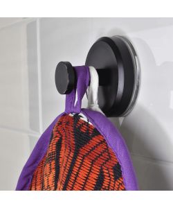 Gancio a Ventosa Nero Stick & Lock 15.5x8.5 cm