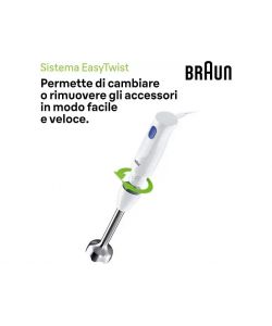 Braun Frullatore ad Immersione MultiQuick 1 450W Bianco Acciaio 0.6LT