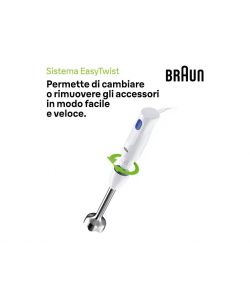 Braun Frullatore ad Immersione MultiQuick 1 450W Bianco Acciaio 0.6LT