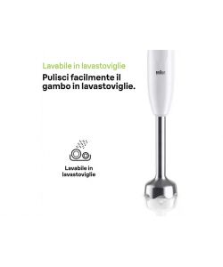 Braun Frullatore ad Immersione MultiQuick 1 450W Bianco Acciaio 0.6LT
