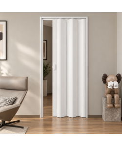 Forte Porta a Soffietto Bianco Pastello 83x214 cm Riducibile e Lavabile