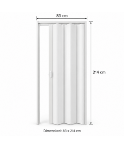 Forte Porta a Soffietto Bianco Pastello 83x214 cm Riducibile e Lavabile