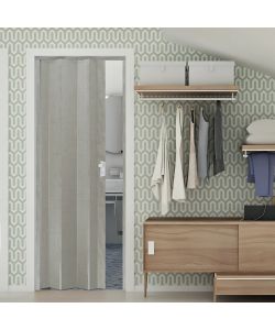 Porta a Soffietto Maya in PVC e Serratura in ABS - Grigio - 83x214 cm