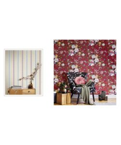 Noordwand Carta da Parati Blooming Garden 6 Big Flowers Rosso e Blu