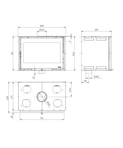 La Nordica Inserto Caminetto a Legna Wide Nero 8kW - 80x50x56 cm