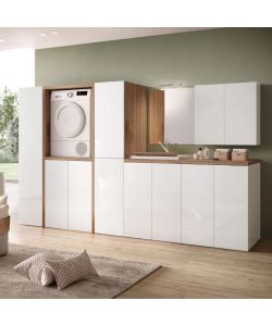 Savini Base Porta Lavatrice Asciugatrice Noce 91x79 cm Arredo Lavanderia