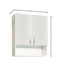 Savini Pensile Bagno 2 Ante con Vano - Bianco Nordico -59x22x71 cm