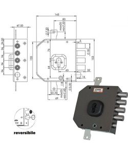 Serratura Sicura Triplice Dx Cilindro  A454 Moia