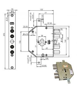 Serratura Sicura Triplice Sx Cilindro  E60 Cp954Dfb Moia