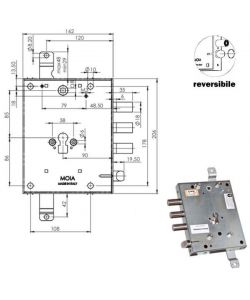 Serratura Sicura Triplice Cilindro  E89 Rmga664/373 Moia