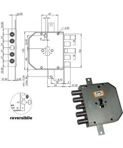 Serratura Sicura Triplice Sx Cilindro E63 Res654/270 Moia