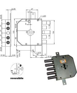 Serratura Sicura Triplice Sx Cilindro E63 Res654+43/270 Moia
