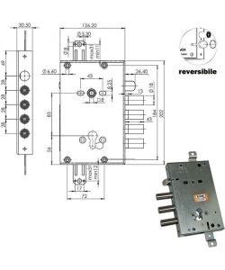 Serratura Sicura Triplice Cilindro  E63 Rci664+10/280 Moia