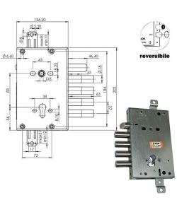 Serratura Sicura Triplice Cilindro  E63 Rci664+33/270 Moia