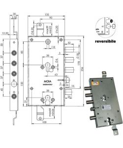 Serratura Sicura Triplice Cilindro  E63 Rmto6654/370 Moia