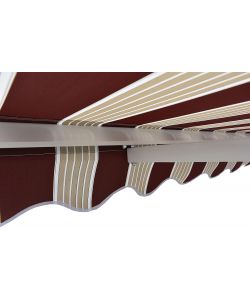 Tenda da Sole Avvolgibile Barra Quadra - Rigato Bordeaux Beige - 200x300 cm