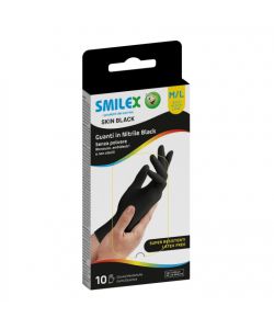 Guanti monouso nitrile neri 10 pezzi taglia unica 24 cm