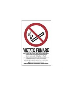 Cartello plastica 'Vietato fumare, legge del...' - 300 x 200 mm.