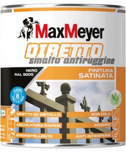 MaxMeyer Smalto Antiruggine Satinato Nero 0,75L per Interni ed Esterni