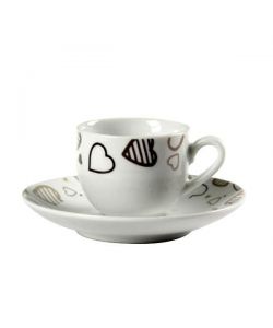 Tazza Caff Porcellana Cuori Pz 6 Bellintavola