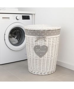 Cesto Portabiancheria Ovale Home in Vimini Interno Foderato 49x36x55cm