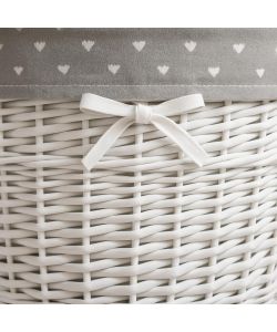Cesto Portabiancheria Ovale Home in Vimini Interno Foderato 49x36x55cm