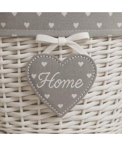 Cesto Portabiancheria Ovale Home in Vimini Interno Foderato 49x36x55cm