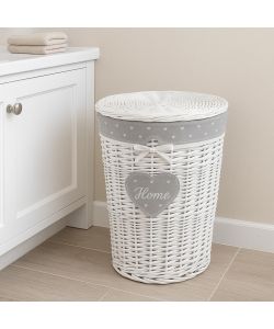 Cesto Portabiancheria Ovale Home in Vimini Interno Foderato 49x36x55cm