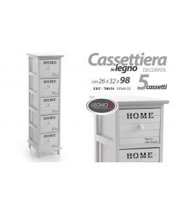 Cassettiera Decor Home bianca 5 cassetti