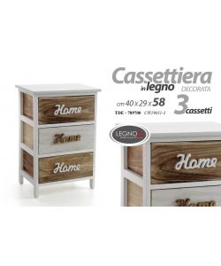 Cassettiera Decor Home Bianco e Noce