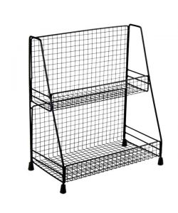 Mensola Porta Spezie 2 Piani in Metallo - 30x15x34cm - Colore Nero