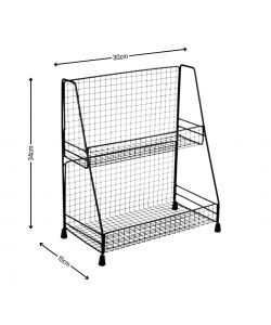 Mensola Porta Spezie 2 Piani in Metallo - 30x15x34cm - Colore Nero