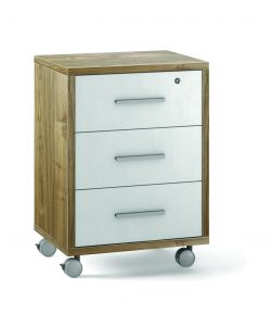 Mobile 3 Cassetti Su Ruote Noce Stelvio Ossido Bianco 71X51X41 Cm