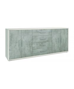 Mobile 4 Ante 4 Cassetti Kit Ossido Bianco Cemento 84X203X41 Cm