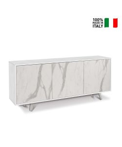 Sarmog Mobile Quadrante in Truciolare Ossido Bianco e Marmo Calacatta - 74x177x41 cm