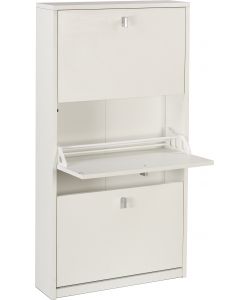 Scarpiera 3 Ante 117 x 63 x 18 cm Bianco Fiammato