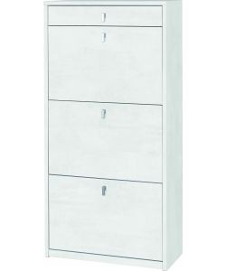 Scarpiera Moderna 90x120 Cm – Con 3 Ripiani, 1 Cassetto E 1 Anta, Design Ondulato, Colore Nero