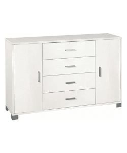 Sarmog Madia moderna bianca 2 ante 4 cassetti 136x41x86 cm elegante