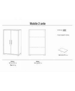 Sarmog Mobile con Ripiani Regolabili - Bianco Ossido/Cemento 71x41x110 cm