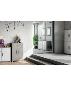 Sarmog Mobile con Ripiani Regolabili - Bianco Ossido/Cemento 71x41x110 cm