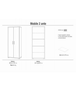 Sarmog Mobile Multiuso Doubl in Ossido Bianco e Cemento - 182x71 cm