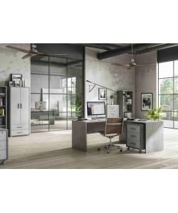 Sarmog Mobile Multiuso Doubl in Ossido Bianco e Cemento - 182x71 cm
