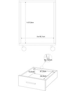 Sarmog Cassettiera in Legno Bianco Ossidato/Cemento - 3 Cassetti con Ruote - Misure 51x41x73 cm