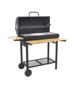 C&BBQ Barbecue Rettangolare a Carbone con Mensola Laterale Nero 109x71,5x102,5 cm