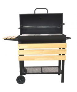 C&BBQ Barbecue Rettangolare a Carbone con Mensola Laterale Nero 109x71,5x102,5 cm