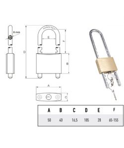 Lucchetto Ottone Mm 50 Arco Regolabile Potent
