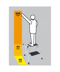 Facal Sgabello Pieghevole Nino in Acciaio 2 Gradini - h 43 cm