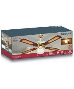 Kooper Windy Ventilatore da Soffitto Marrone - 4 Pale in Legno diametro 130 cm